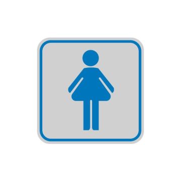 CARTELLI SEGNALATORI TARGHETTA ADESIVA 82x82mm con PITTOGRAMMA TOILETTE DONNA