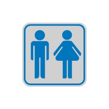 CARTELLI SEGNALATORI TARGHETTA ADESIVA 82x82mm con PITTOGRAMMA TOILETTE UOMO/DONNA