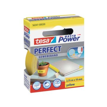 Nastro adesivo in tela tesa extra Power Perfect plastificato 19 mm x 2,75 m giallo - 56341-00030-03