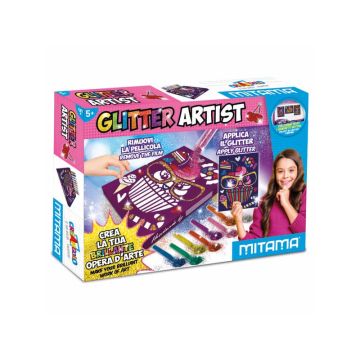 Glitter Artist cat Mitama - Quadretto adesivo A4 + 8 Polverine Glitter + 2 Colle Glitter - colori assortiti 62867