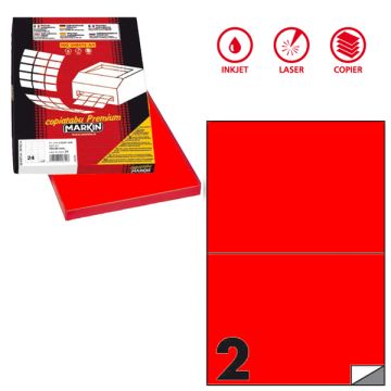 Etichetta adesiva C/509 rosso fluo 100fg A4 210x148mm (2et/fg) Markin