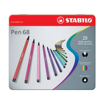 Pennarelli Stabilo Pen 68 1 mm scatola di metallo assortiti Conf. 20 pezzi - 6820-6