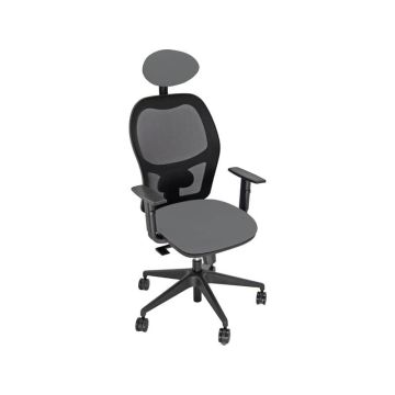 Sedia operativa girevole Unisit Hubble HUHUPG con poggiatesta - rivestimento pelle grigio con braccioli HUHUPG/BR/PT