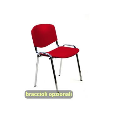 Sedia visitatore a 4 gambe Unisit Dado D5PC - struttura cromo - PPL rosso - conf. 2 pezzi - D5PC/2/RO