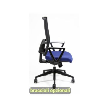 Sedia operativa girevole Unisit Nereide NDAE schienale in rete - rivestimento Eco blu - NDAE/EB
