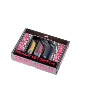 Set colori acrilici primari Maimeri in tubetto 75 ml 5 colori assortiti - M0998190