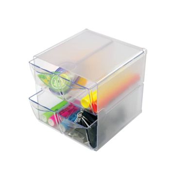Cubo organizer deflecto in polistirene con 4 cassetti trasparente 350301