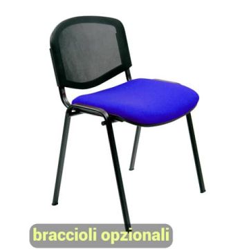 Sedia visitatore 4 gambe Unisit Dado D5N schienale in rete - rivestimento eco blu - Conf. 2 pezzi - D5N/2/EB