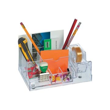 Desk organizer Lebez con dispenser nastri adesivi 33 m - formato 20x8x12 cm trasparente - 1737-T