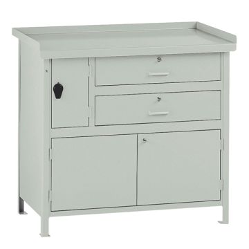 Banco da lavoro - con 2 cassetti e 1 vano - 100 x 67 x 90 cm - grigio - Tecnotelai