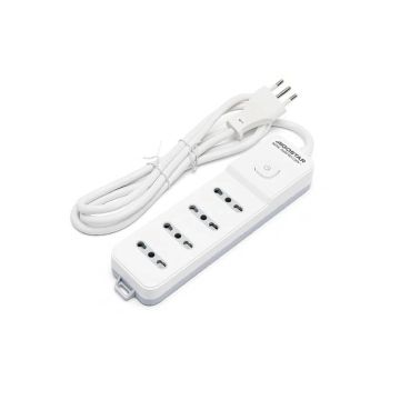 Multipresa bassa a 4 vie P17/P11 con interruttore 16A - cavo 1,5 m Aigostar bianco e grigio - 281489
