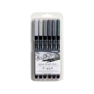 Lyra pennarelli Aqua Brush Duo - Grey Set, 6 Pezzi