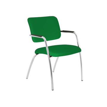 Sedia visitatore a 4 gambe Unisit Lithium LT4G struttura cromata - rivest. Eco verde - LT4G/EV