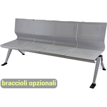 Panca 5 posti attesa Unisit Panair PA5P acciaio verniciato grigio - schienale forato traspirante - PA5P
