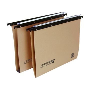 Cartelle sospese orizzontali per cassetti CARTESIO ECO 39 cm fondo U 3 cm avana Conf. 25 pezzi - 100/395 3-A1