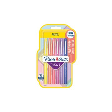 Penne punta fibra Paper Mate Flair/Nylon pastel 1.1 M - tratto 1 mm - assortiti blister da 6 pezzi- 2137276