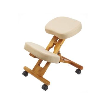 Sgabello ergonomico Serena Group Minneapolis in legno massello ecrù - regolabile - F2902