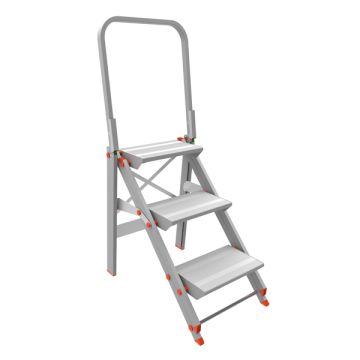 MARCHETTI SCALA SGABELLO ALLUMINIO 3 GRADINI con PARAPETTO Class piU'