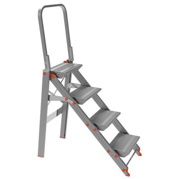 MARCHETTI SCALA SGABELLO ALLUMINIO 4 GRADINI con PARAPETTO Class piU'