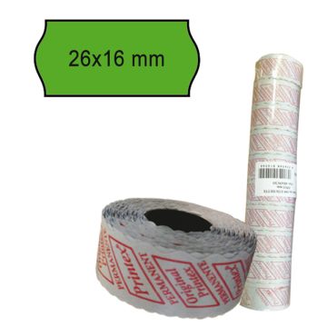 PACK 10 ROTOLI 1000 ETICH. 26x16mm ONDA VERDE PERM. Printex