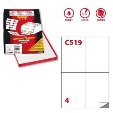 Etichetta adesiva C/519 bianca extra forte 100fg A4 105x148mm (4et/fg) Markin