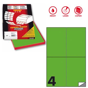 Etichetta adesiva C/519 verde fluo 100fg A4 105x148mm (4et/fg) Markin