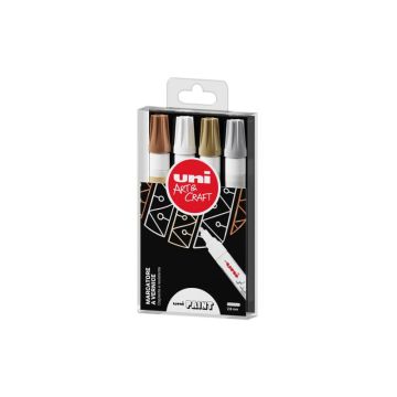 Marcatore permanente a vernice Uni Paint Marker tratto 2,8 mm colori assortiti Conf. 4 pezzi - M PX20S 4P