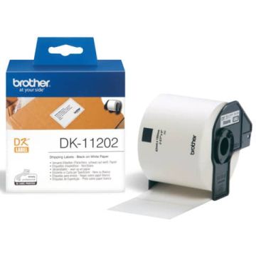 Rotolo da 300 etichette adesive in carta 62 x 100 mm Brother nero/bianco DK11202