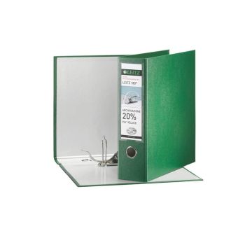 Registratore con custodia Leitz 180° protocollo dorso 8 cm cartone rivestito in polipropilene verde - 390765180