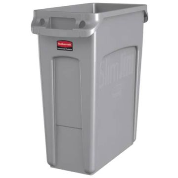 Contenitore rifiuti per differenziata Rubbermaid Slim Jim con canali di ventilazione - 60 L Grey - 1971258