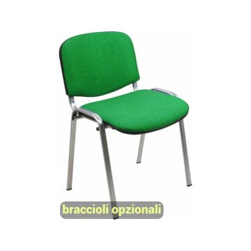 Sedia visitatore 4 gambe Unisit Dado D5G acciaio grigio - rivestimento eco verde - Conf. 2 pezzi - D5G/2/EV