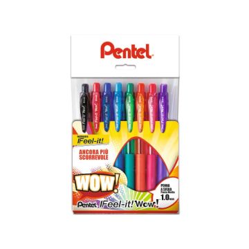 Penna roller a scatto Pentel WOW! 1 mm assortiti 8 pezzi - 0X12017