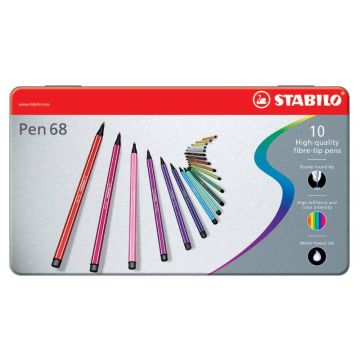 Pennarelli Stabilo Pen 68 1 mm scatola di metallo assortiti Conf. 10 pezzi - 6810-6