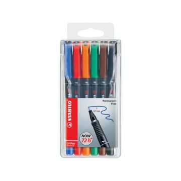 Penne Stabilo OHPen universal Fine (F) 0,7 mm assortiti astuccio da 6 - 842/6
