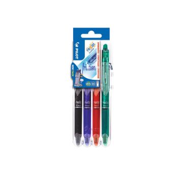 Penne a sfera cancellabili Pilot Frixion Ball Clicker 0,7 mm nero blu rosso verde Set2go 4 pezzi - 006822