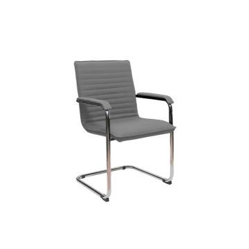 Sedia visitatore su slitta Unisit Cyndy CNS - rivestimento ignifugo grigio scuro - con braccioli - CNS/IT