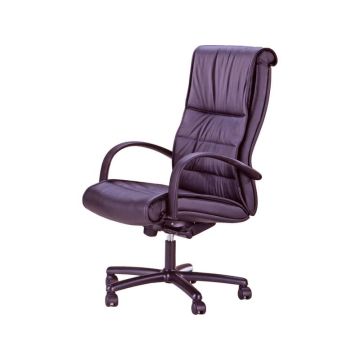 Poltrona direzionale girevole Unisit Gemini GMPY schienale fisso rivestimento pelle nero - GMPY/PN