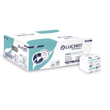 Carta igienica interfogliata 2 veli Aquastream 210 - conf. 40 pacchetti Lucart Professional 210 foglietti -
