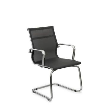 Sedia visitatore direzionale su slitta Unisit Pollux Space PXV schienale rete nero - con braccioli - PXV/N