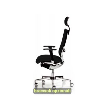 Sedia semidirezionale girevole Unisit Concept COTPG ergonomica con poggiatesta rivestimento similpelle nero - COTPG/KN