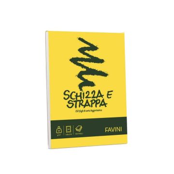 Album da disegno Favini SCHIZZA&STRAPPA in carta naturale liscia 50 g/m² 14,8x21cm (A5) -150fg - A200705