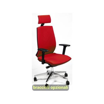 Sedia operativa girevole Unisit Larissa LR1SB con poggiatesta - rivestimento ignifugo rosso - LR1SB/IR