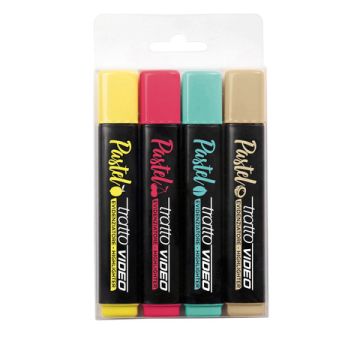 Evidenziatori Tratto Video Pastel conf. 4 pezzi in astuccio appendibile colori pastello assortiti - F835802