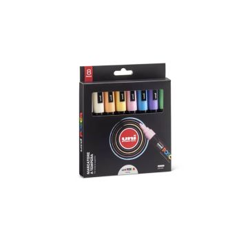 Marcatore a tempera inchiostro pigmentato Uni Posca 1,8-2,5 mm colori assortiti pastello cf. 8 pz - M PC5MP 8P