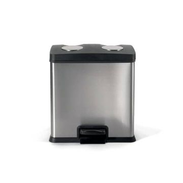 Pattumieria per differenziata Perfetto bin Ricicla Box - 2 secchi inox / nero 0468A