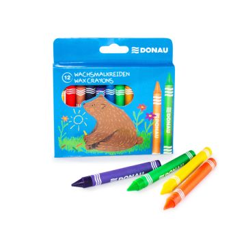 Pastelli a cera Donau - astuccio appendibile in cartone da 12 colori assortiti - 5210300-99