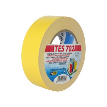 Nastro adesivo in tela Tes 702 SYROM formato 38 mm x 25 m - materiale tela plastificata giallo - 1743