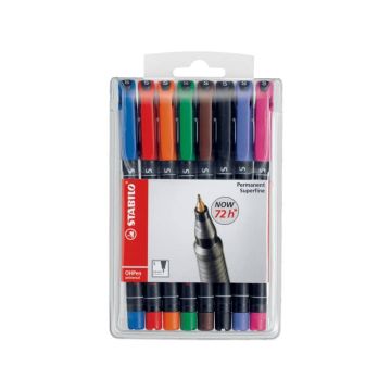 Penne Stabilo OHPen universal Superfine (S) 0,4 mm assortiti astuccio da 8 - 841/8