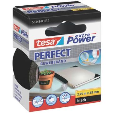 Nastro adesivo in tela tesa extra Power Perfect 38 mm x 2,75 m nero 56343-00034-03