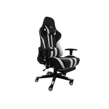 Poltrona gaming Unisit CH braccioli reg. e poggiapiede nero rivestimento in sky nero/bianco - CHJUV